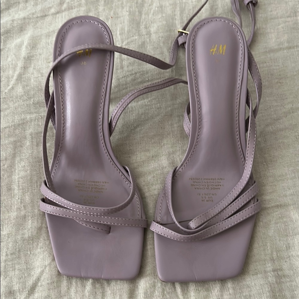 H&M Square Toe Heel with Ankle Strap
